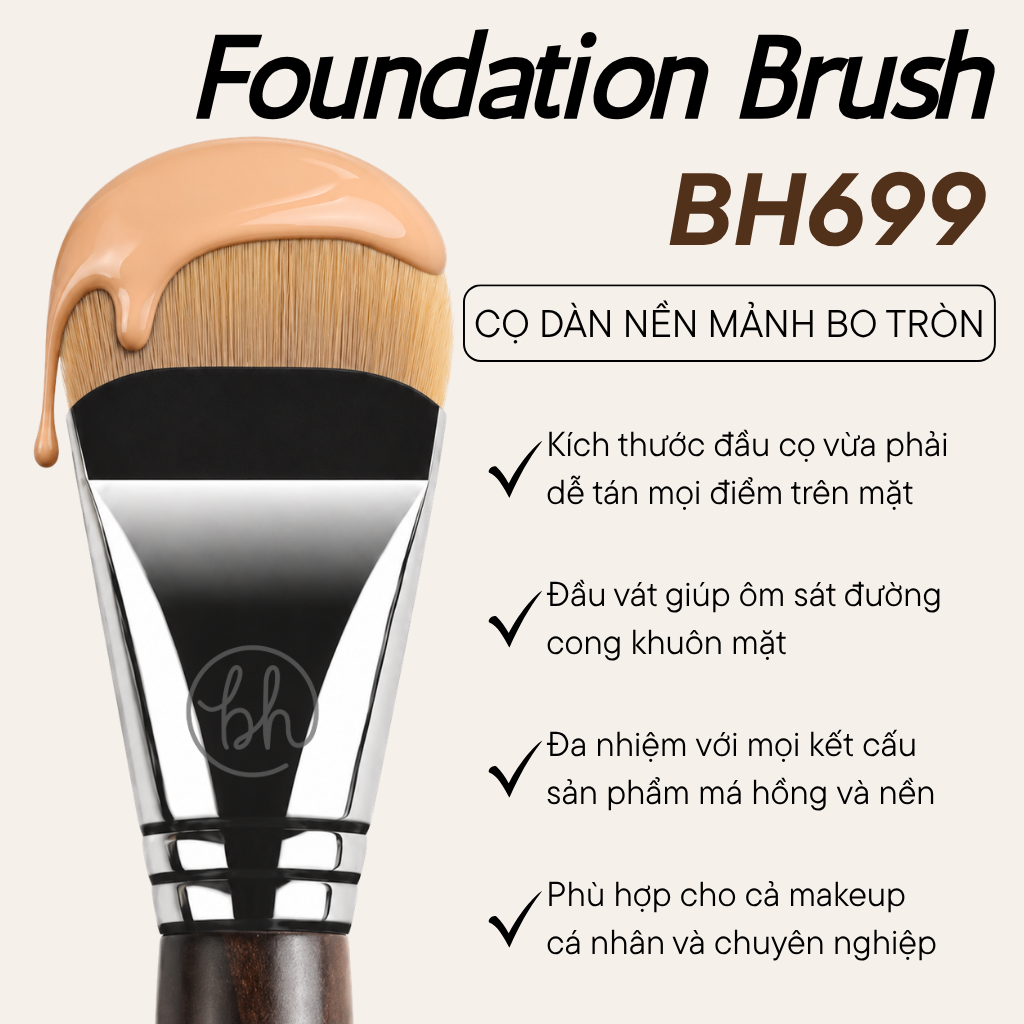 Cọ Tán Nền Kem Chống Nắng Đầu Dẹt Bh Cosmetics Foundation Brush BH699